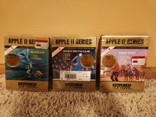 Vintage  Apple II Games Lot of 3 - Sea Hunt, Wild West, Sports - Rare In Wrap picture