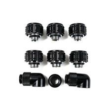G1/4 14mm Hard Tube Compression Fitting Bundle 9PCS Black PC Water Cooling picture
