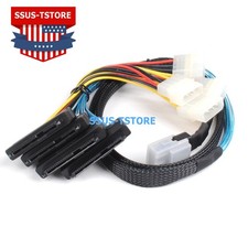 SFF-8087 to 4x SFF-8482 Mini SAS Breakout Cable 1M w Molex Power RAID HBA Card picture