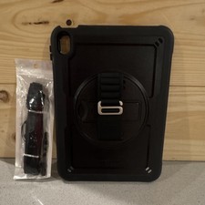 SEYMAC Rugged Tablet Case Plastic Integrated Stand Hand Strap Black picture