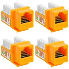 4x Cat5e RJ45 Network LAN Ethernet Keystone Jack 110 Punch Down Snap-in Yellow picture