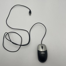 Vintage Dell UVDEL1 Wired USB Optical Mouse Black Silver Tested Working picture