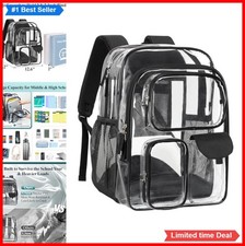 Clear Backpack 18 Inch Extra Large PVC 16 Inch Laptop 8 Pocket Water Resistant picture