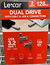 2 x Lexar 128GB 2-in-1 Dual Flash Drive with USB-C USB-A Connectors LJDD400128G. picture