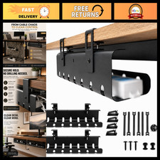 2-Pack Under Desk Cable Management Tray - Steel Organizer, No Drill Clamp, Cord picture