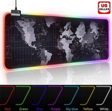 RGB LED Extra Large Soft Gaming Mouse Pad Oversized Glowing World Map 31.5x12'' picture