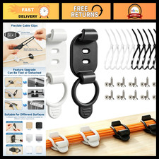 20 Adjustable Cable Management Clips - Self-Adhesive Cord Organizer for Home & O picture