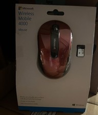 Microsoft D5D-00038 Wireless Mobile Mouse 4000; Ruby Pink Red Top with Black Sid picture