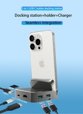7-in-1 USB C Holder Docking Station 1000Mbps HDMI Stand For iPhone 15 Series picture
