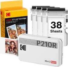 KODAK Mini 2 Retro Portable Photo Printer - 38 Sheets, 4PASS, White picture