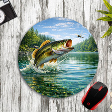 LARGEMOUTH BASS CUSTOM ROUND NEOPRENE PC MOUSE PAD MAT picture