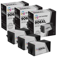 LD Products 3PK Replacement for HP 906XL 902XL Extra HY Black Ink Cartridges picture