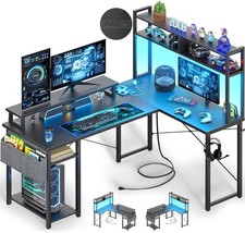 L Shaped Gaming Desk 48 Inch With Power Outlets Besiost Storage Bag picture