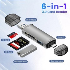 6-in-1 Card Reader USB 3.0 Type-C Micro USB OTG SD TF High Speed Adapter picture