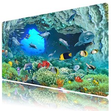 Blue Ocean Large Mouse Pad for Desk,Tropical Fish Dolphin Mouse Pad Gaming De... picture