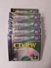 5 pc New - Memorex CD-RW 4x Rewrite speed Disc, 650mb, 74min Vintage 1999 picture
