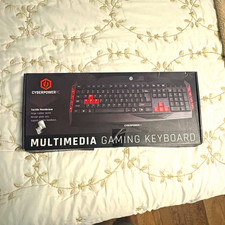 CyberPowerPC Multimedia Gaming Keyboard Wired USB Illuminated Black/Red QWERTY picture