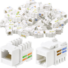 Cat6 Keystone Jacks, RJ45 Ethernet Punch Connectors, 100 Pcs, White picture