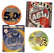 4 Rare Retired AOL Discs Lot 2000 Y2K 1000+ Hours Collectible Digital America picture