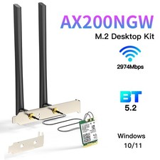 Intel AX200NGW M.2 Desktop Kit WiFi 6 BT5.2 Dual‑Band Network Card with Antennas picture