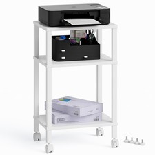 3Tier Mobile Printer Stand Storage Cart Rolling 15.7x11.8x25.9 Inch White picture