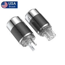 Pair Carbon Fiber Shell Rhodium Plated HiFi Cable US Power Plug & IEC Connector picture