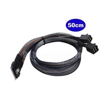 Mini SAS Slimline SAS Slim 4.0 SFF-8654 8i 74pin to 2X SFF-8643 4i HD Cable 0.5m picture