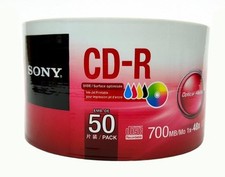 50 SONY Blank 48X CD-R CDR White Inkjet Hub Printable 700MB Media Disc picture