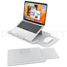 AboveTEK Adjustable Laptop Lap Desk 3 Ergonomic Angles PU Leather Light Gray picture