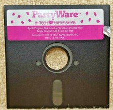 Vintage 1986 Apple IIc IIe IIgs PartyWare Party Ware Hi Tech Expressions Disk picture