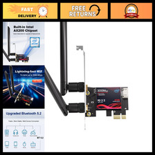 WiFi 6 PCIe Card with Bluetooth 5.2, 3000Mbps, Ultra-Low Latency, WPA3, 4K Strea picture