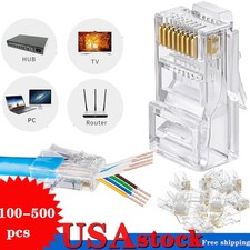 500pcs RJ45 Pass Through Modular Plug Network Cable Connector End 8P8C CAT6 CAT5 picture