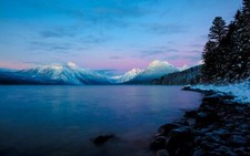 Landscape mountains lake glacier national park montana Custom Gaming Mat Desk picture