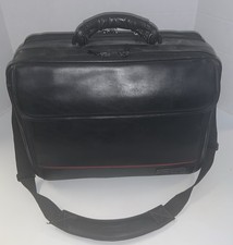 Vintage Targus Black Leather Padded Laptop Bag Case 14