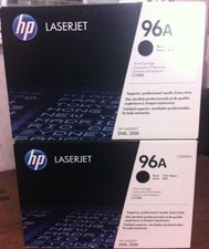 2 Genuine  Factory Sealed HP 96A Toner Cartridges Black Boxes C4096A - DAMAGE picture