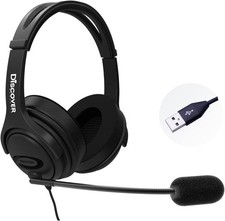 Discover D722U Noise Reducing USB USB-C Wired Plug & Play Headset PC MAC WFH NEW picture