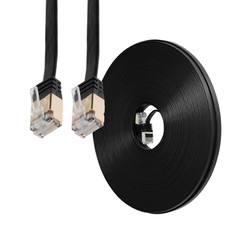 30FT CAT7 CAT 7 Flat Cable Shielded U/FTP LAN RJ45 Internet Router Patch Black picture