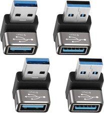 90 Degree USB 3.0 Adapter 4 Pack, (Up and Down) Right Angle USB Type-A Male to F picture