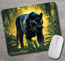 BLACK PANTHER ~ PC Mouse Pad / Mousepad ~ Big Wild Cat Lovers Great Gift picture