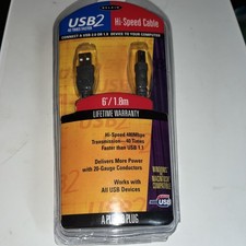 Belkin F3U133-06 USB2 Hi-Speed Cable 6' Type A B  Gold Plated Copper Contacts picture