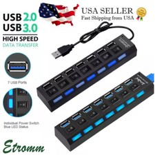 7 Port USB 2.0/3.0 Hub High Speed Splitter Adapter For PC Laptop Mac ON/OFF NEW picture