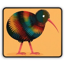Colorful Kiwi Bird Gaming Mouse Pad | Rainbow Feather Illustration picture