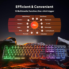 K521 Upgrade Rainbow LED Gaming Keyboard, 104 Keys Wired Mechanical Feeling K... picture