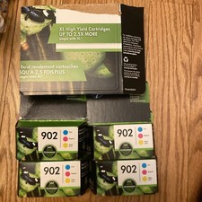 GENUINE HP 902 Tri-Color Ink Cartridges. X4.  Exp  06/22 Combo Pack &1 Xl Black. picture