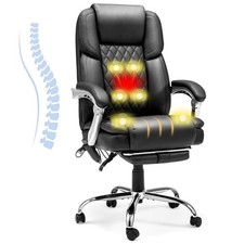 Heated Massage Executive Office Chair Footrest Black GGIN0127BK-C01-04 HOMREST picture