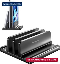 Vaydeer Vertical Laptop Stand for Desk,Dual Slots Plastic Laptop Holder with Spa picture