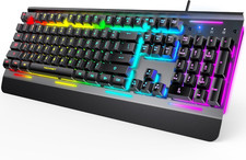 TECKNET Gaming Keyboard, USB Wired Computer Keyboard, 15-Zone RGB Illumination,  picture