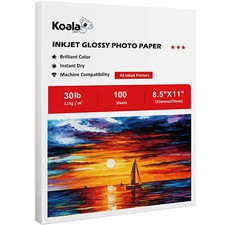 100 Sheet Koala Thin Photo Paper 8.5x11 Glossy 30lb 115g Inkjet Printer Chip Bag picture