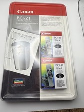 Canon BCI-21 Black Ink Cartridges OEM Genuine (2 Pack) New Sealed Vintage picture