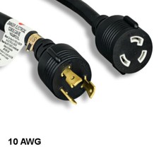 [Lot10] 10Ft Black Heavy Duty Gauge Power Cord NEMA L5-30P to L5-30R 10AWG 30A/1 picture